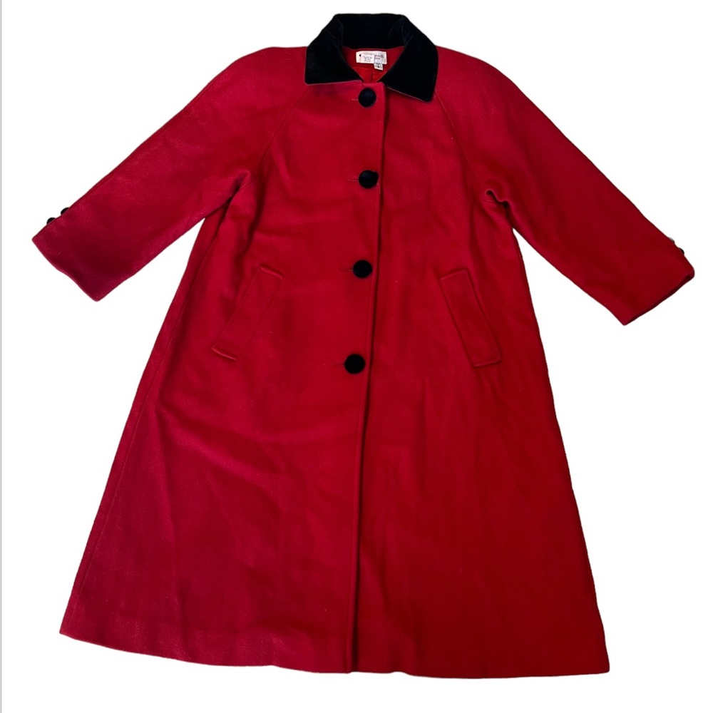 Vintage Appleseed Petite  Gorgeous Long  A-line Wool  Red Coat size 6